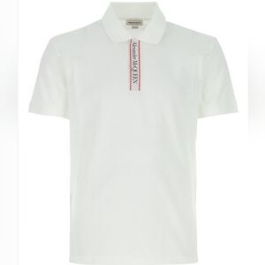 Alexander McQueen White Polo with Red Trim Logo